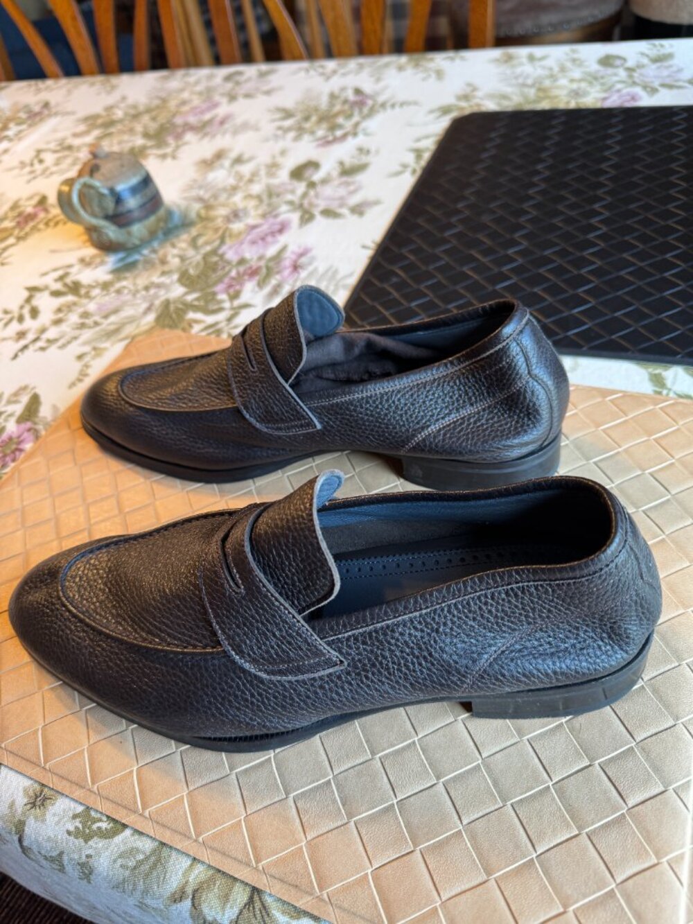 Di Bianco Scarpe Brown Pebbled Leather Loafers Size 11 - Picture 4 of 10